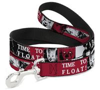 Warner Bros. Horror Movies Pet Leash, Dog Leash, It Pennywise Poses and Quotes Collage Red White Grays, 6 Feet Long 1.5 Inch Wide