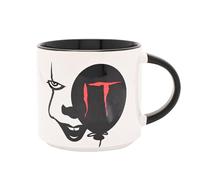 Warner Bros IT Black Ceramic Mug 14oz / 415ml - Pennywise Face and Red Balloon Design, Horror Movie Collectible Gift for Fans