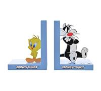 Warner Bros - Looney Tunes - Tweety & Sylvester Bookends Pair | Homeware & Gifting, Living Room, Library, Bookshelf Bedroom Kids & Adults Cartoon H: 15 x W: 12cm
