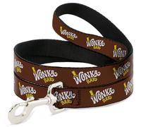 Warner Bros. Movies Pet Leash, Dog Leash, Willy Wonka and The Chocolate Factory Wonka Bar Logo, 6 Feet Long 0.5 Inch Wide