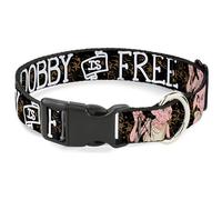 Warner Bros. Pet Collar, Dog Collar Plastic Buckle, Dobby is Free 3 Dobby Poses Star Swirls Black Gold White, 11 to 16.5 Inches 1.0 Inch Wide
