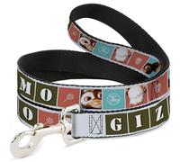 Warner Bros. Pet Leash, Dog Leash, Gremlins Gizmo Text and Pose Blocks White Multi Color, 4 Feet Long 1.5 Inch Wide