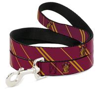 Warner Bros. Pet Leash, Dog Leash, Gryffindor Crest Stripe Burgundy Gold, 4 Feet Long 0.5 Inch Wide