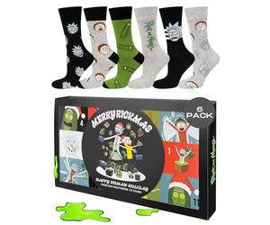 Warner Bros Rick And Morty Mens Socks Christmas Gifts Funny Pickle Men Cotton Long Sock 6.5-10.5 Rick & Morty 6 Pairs