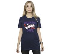 Warner Bros Women's Chocolate Bar Love Cotton Boyfriend T-Shirt in Navy | Size: Medium Warner Bros Navy M