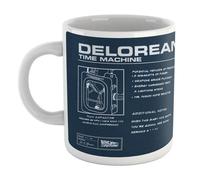 Warner Brothers Official Back To The Future Delorean Schematic Mug 100% Ceramic, Dishwasher Safe