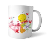 Warner Brothers Official Looney Tunes Tweet Heart Tweety Pie Mug 100% Ceramic, Dishwasher Safe
