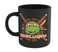Warner Brothers Official Teenage Mutant Ninja Turtles Michaelangelo Mug - Black 100% Ceramic, Dishwasher Safe