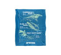 Warner Brothers Shark Week Television Series 152x127 cm Shark Info Grid Throw Blanket Warner Brothers Multicolor 152x127 cm