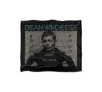 Warner Brothers Supernatural Dean Mug Shot Silky Touch Super Soft Throw Blanket in White Warner Brothers White