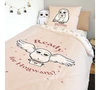Warner - Housse De Couette Harry Potter Hedwige 140 x 200 cm + 1 Taie D'Oreiller 63 x 63 cm - 100% Cotton - Ecru