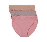 Warner's Women's Blissful Benefits Dig-Free Comfort Waistband Microfiber Hi-Cut 3-Pack 5138w Underwear, Sunset Blush/Mink/Toasted Almond, XL