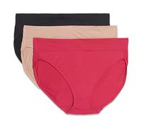Warner's Women's Blissful Benefits Dig-Free Comfort Waistband Microfiber Hi-Cut 3-Pack 5138w Underwear, Black/Toasted Almond/Vivacious, S
