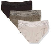 Warner's Women's Blissful Benefits No Muffin 3 Pack Cotton Hipster Panties, Stone Crystal Web/Platinum/Black, M