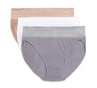 Warner's Women's Blissful Benefits No Muffin Top Micro Hi-cut Panties With Lace Multipack Underwear, Smoked Pearl/White/Toasted Almond, L UK