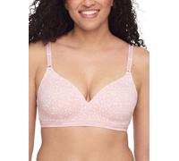 Warner's Women's Cloud 9 Super Soft Wireless Lightly Lined Comfort Bra 1269, Opaque, Blush Petals Print, 40C