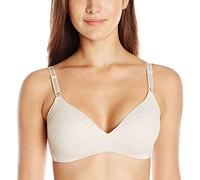 Warner's Women's No Side Effects Underarm-Smoothing Comfort Wireless Lightly Lined T-Shirt Bra 1056, Butterscotch/White Dot Print, 38B
