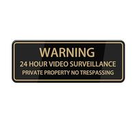 Warning 24 Hour Video Surveillance Private Property No Trespassing Sign For House (With Strong Adhesive Tape), 3" X 10" For Home & Office,Acrylic Signs For Front Door,Easy To Read