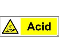 Warning Acid Safety Sign - 1.2mm Rigid Plastic 300mm x 100mm