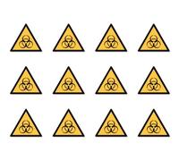 Warning against biohazard: W009 - DIN EN ISO 7010 / ASR A1.3 - sticker: diameter 2.5 cm, pack of 12