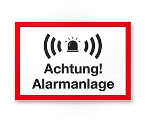 Warning Alarm System Plastic Sign (White/Red 30 x 20 cm) - Warning/Caution Alarm - Warning/Warning Alarm - House/Building/Object