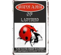 Warning Animal Sign Beware Of Ladybird Retro Metal Tin Sign Aluminum Sign For Home Coffee Wall Decor 8x12 inch