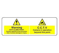 Warning Anti-Climb Paint System Applied To This premises risk of severe damage or injury - safety sign - 1.2mm Rigid plastic for indoor/outdoor usage (150mm x 50mm) Viewing Distance within 3m.