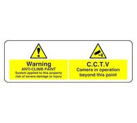 Warning Anti-Climb Paint System Applied To This Property Risk Of Severe Damage Or Injury - safety sign - 1.2mm Rigid plastic for indoor/outdoor usage (300mm x 100mm) Viewing Distance within 5m.