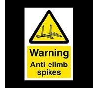 Warning Anti climb Spikes Plastic Sign with double sided fixing tape - Anti Vandal/Security/Barbed/Razor Wire (MISC94)