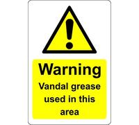 Warning anti vandal grease in use in this area intruder trespasser prevention Safety sign - Self adhesive sticker 300mm x 200mm