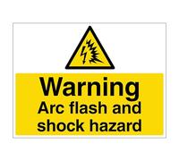 Warning Arc flash and shock hazard - Landscape 600 x 450 mm - 2mm Rigid Plastic