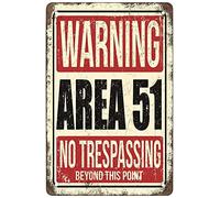 warning，area 51，no trespassing beyond this point Retro Funny Metal Sheet Signs, Wall Decoration, size:8 x 12, various