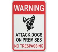 Warning Attack Dogs On PremisNo Trespassing Sign Aluminum Sign Reflective - Uv Protected, Waterproof, Weatherproof and Fade Resistant - 4Pre-Drilled Holes 12x8 Inch