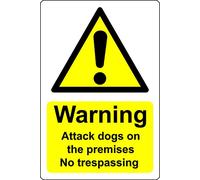 Warning attack dogs on the premises Safety sign - 1mm Plastic sign (200mm x 150mm)