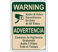 Warning "audio & video surveillance on duty at all times" bilingual signs outdoor aluminum metal tin signs 8×12 INCH