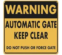 Warning Automatic Gate Do Not Push Or Force Gate Metal Tin Sign Aluminum Warning Signs For Indoor & Outdoor Yard Lawn Sign Home Decor 8x12 inch