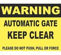 Warning Automatic Gate Keep Clear Sticker Sign Self Adhesive Gloss Decal Sticker 160mm x 125mm