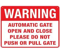 Warning Automatic Gate Open And Close For House 12" X 8" Yard Sign, Premium Aluminum, Sun-Proof, Rust-Free