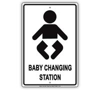 Warning Baby Changing Station with Graphic Designated Restroom Sign 12X8 Inches Aluminum Metal Tin Signs