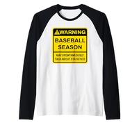 Warning Baseball Season - Baseball Statistics fan Raglan Baseball Tee