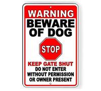 Warning Beware of Dog Stop Do Not Enter Keep Gate Shut Metal Sign 12 x8
