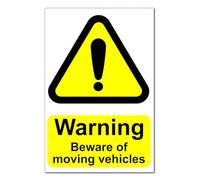 Warning Beware of Moving Vehicles Stickers x10 | Peel and Stick 100mm x 66mm | Printed and Laminated for Outdoor Safety | Ideal for Parking Areas, Roadsides, and Driveways