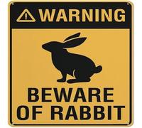 Warning Beware Of Rabbit Metal Tin Sign Aluminum Warning Signs For Indoor & Outdoor Yard Lawn Sign Home Decor 8x12 inch