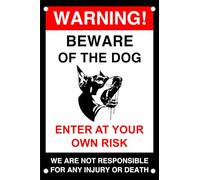Warning Beware Of The Dog "Enter At Own Risk"- 3Mm Aluminium Dibond High-Visibility (600Mm X 400Mm) Ensures Safety Within 20M Viewing Distance. Sign - Pre-Drilled 3mm Aluminium Dibond (600 x 400mm)