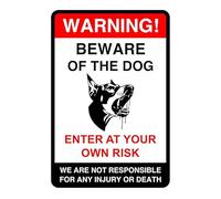 Warning beware of the dog "enter at own risk"- 3mm Aluminum Dibond high-visibility (600mm x 400mm) Ensures Safety Within 20m Viewing Distance.