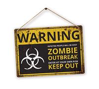 WARNING Bio hazard Zombie Outbreak - Small Twine | Printed Metal Wall Sign Plaque