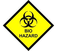 Warning biohazard chemical Safety sign - Self adhesive sticker (300mm x 300mm)