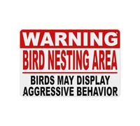 Warning Bird Nesting Area Birds May Display Aggressive Behavior Sign Aluminum Tin Warning Signs for Home Outdoor Garden 12x16 Inch