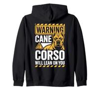 Warning Cane Corso Will Lean On You Zip Hoodie