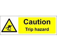 Warning Caution trip hazard safety sign - 1.2mm Rigid plastic 150mm x 50mm